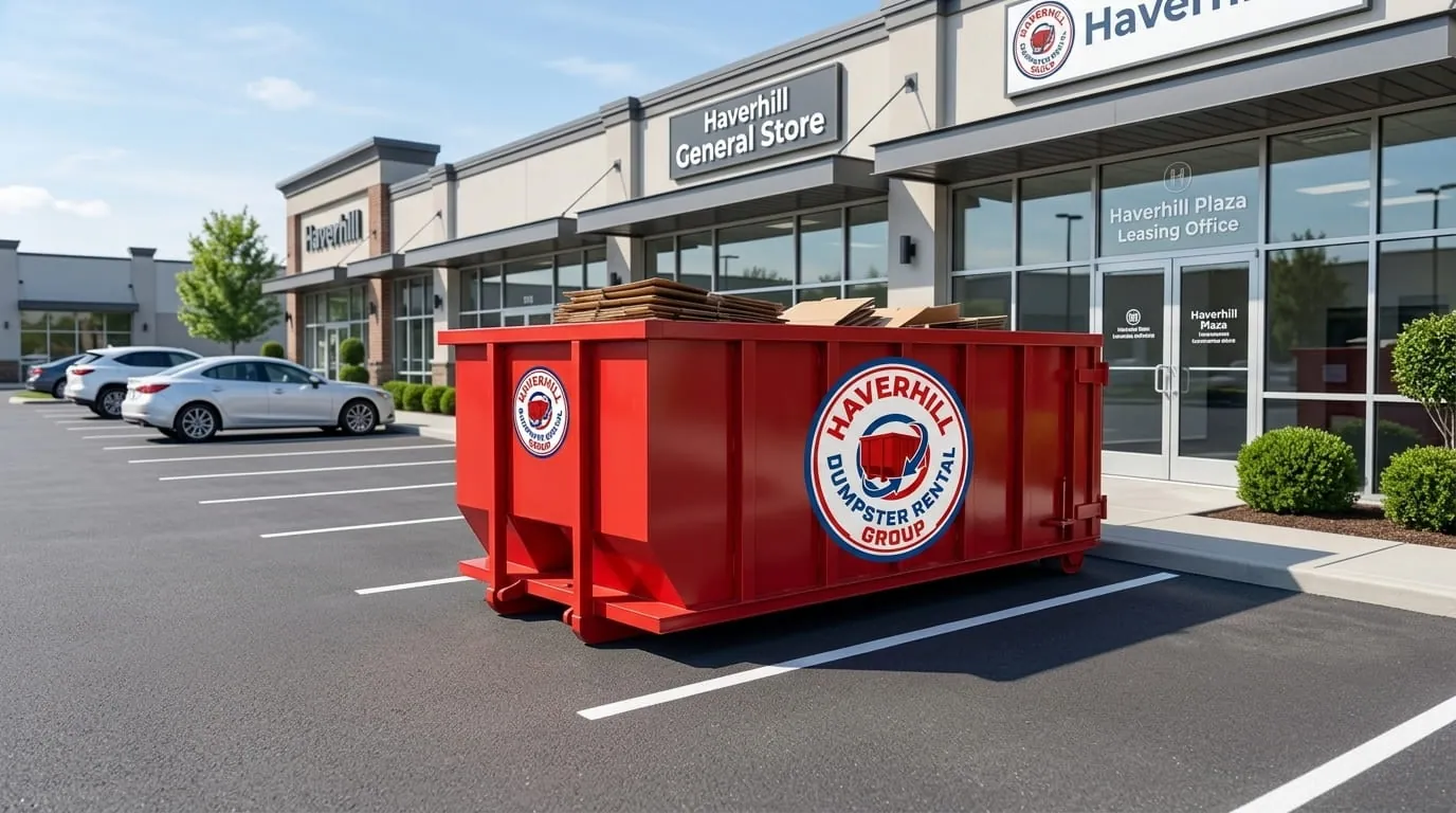 Dumpster rental in Lawrence, MA Roll-off dumpster rental delivered to a Lawrence, MA property by Haverhill Dumpster Rental Group