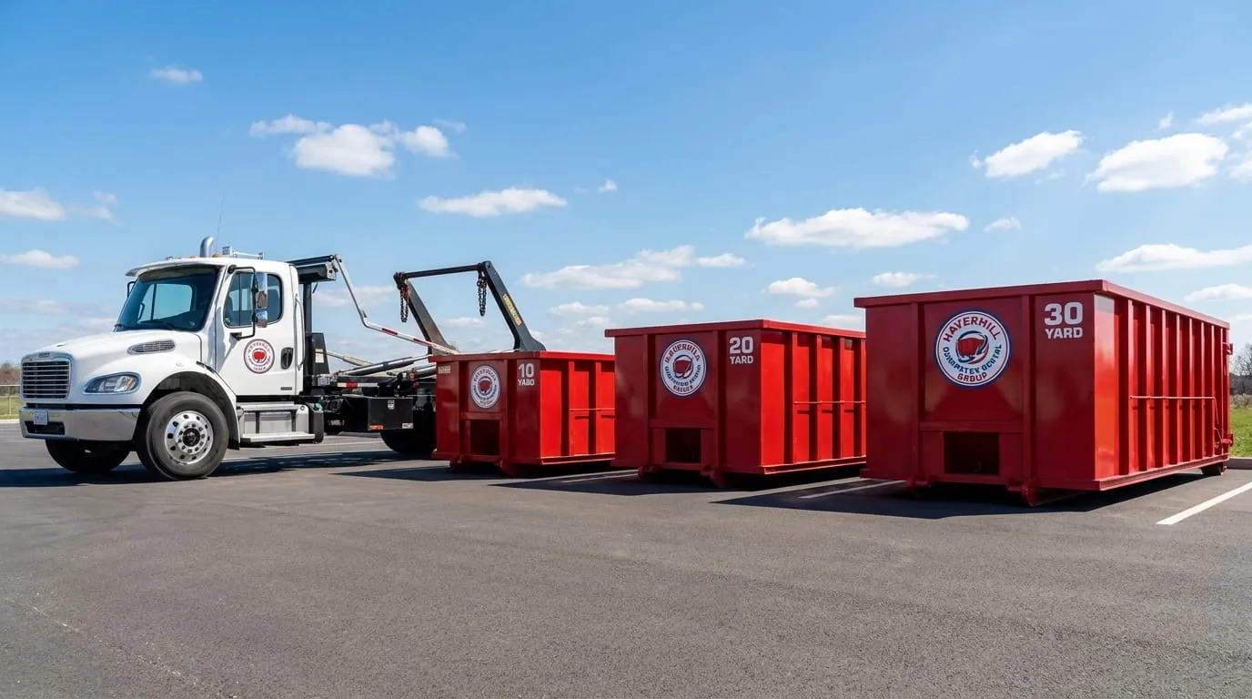 Range of dumpster sizes from Haverhill Dumpster Rental Group in Haverhill, MA